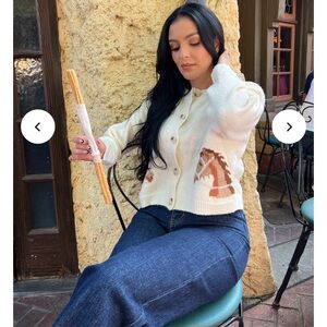 White Cardigan with Horse Design